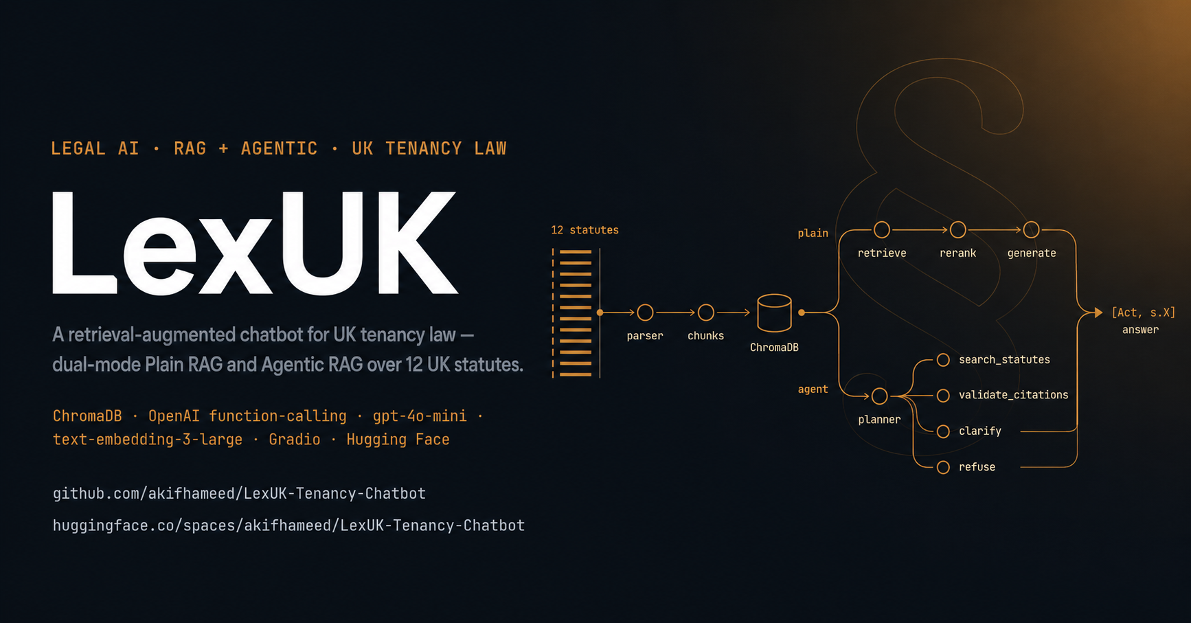 LexUK Tenancy Chatbot — RAG + agentic UK tenancy-law assistant over 12 statutes